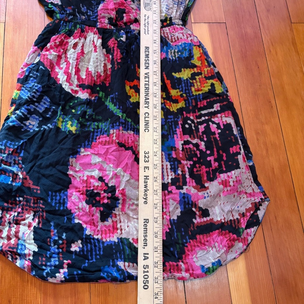 Anthropologie Astrid Needlepoint Floral Print V-Neck Mini Dress Petite‎ XXSP - Picture 6 of 8